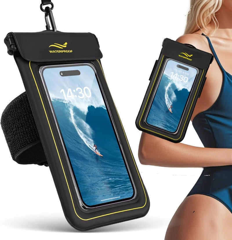 XFEXFE 2-in-1 Waterproof Phone Pouch & Phone Armband Floating, Underwater Water Proof Phone Case with Detachable Strap, Waterproof Bags Up to 6.9", Beach Vacation Water Park Essentials - Image 1